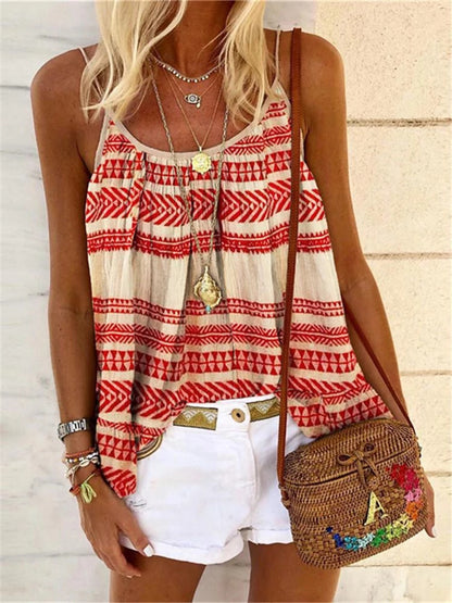 Summer Loose Casual Sexy Geometric Print Camisole