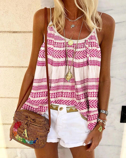 Summer Loose Casual Sexy Geometric Print Camisole