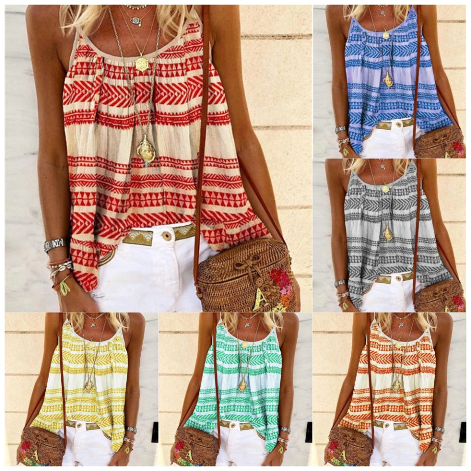Summer Loose Casual Sexy Geometric Print Camisole
