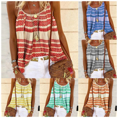 Summer Loose Casual Sexy Geometric Print Camisole