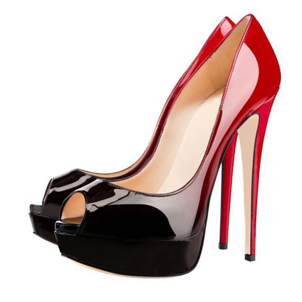 European Station Fish Mouth Gradient Color Water Table Super High-heeled Women's Single Shoes AliExpress