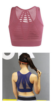 Shockproof sports bra women running gathered quick-drying hollow back underwear