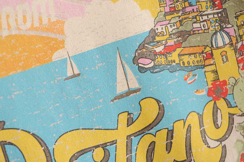 Holiday Style Slim T-Shirt Top With Yellow Sailing Letter Print