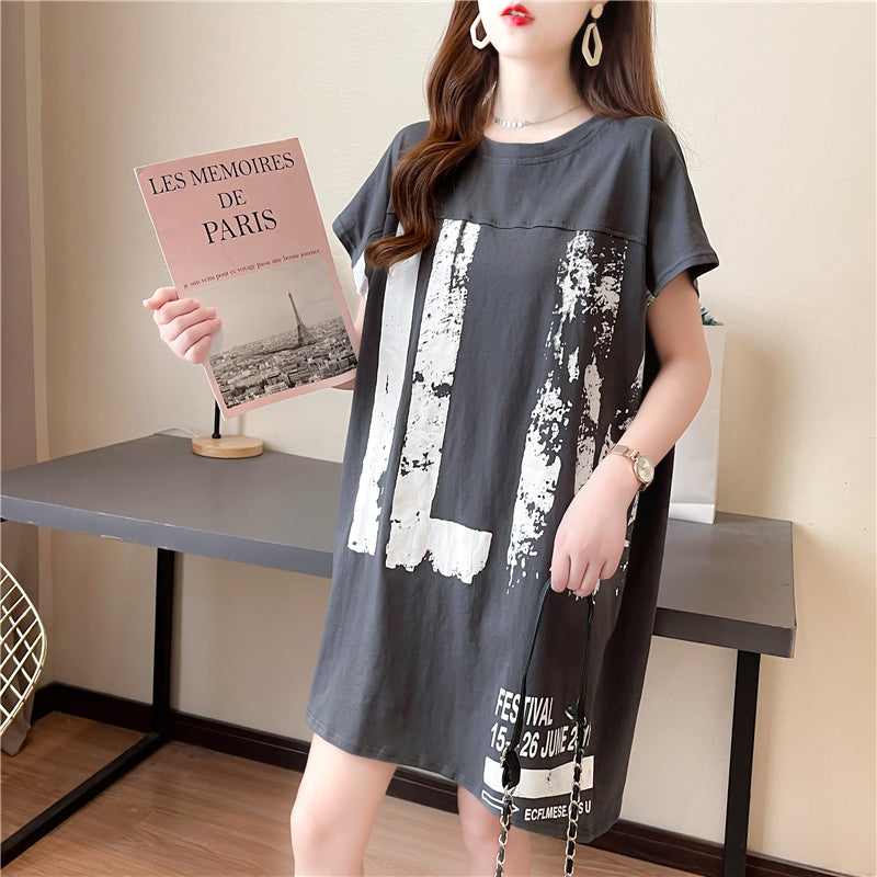 Sleeveless Top Summer  Style Korean Loose Large Size Medium And Long Cotton Short-Sleeved T-Shirt Women'S Fashion Ins