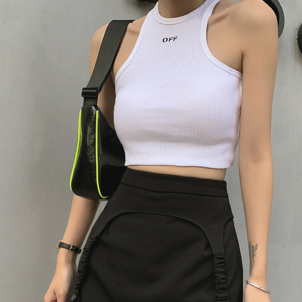 Women'S Off-Letter Sleeveless Short Crop Top