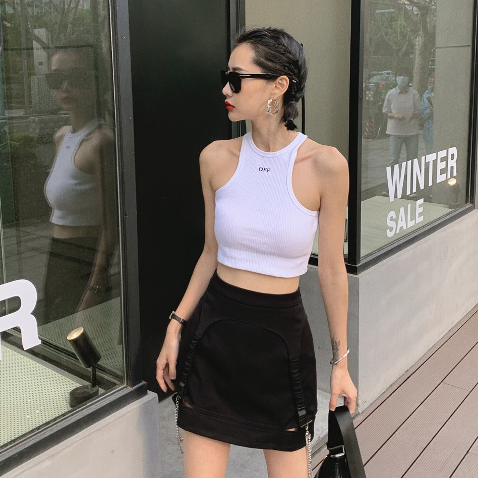 Women'S Off-Letter Sleeveless Short Crop Top