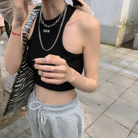 Women'S Off-Letter Sleeveless Short Crop Top