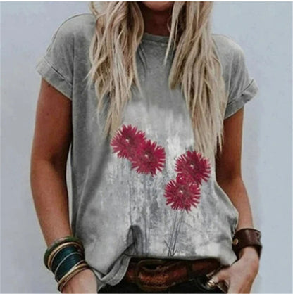 Casual Bottoming Shirt With Creative Printing Short Sleeves