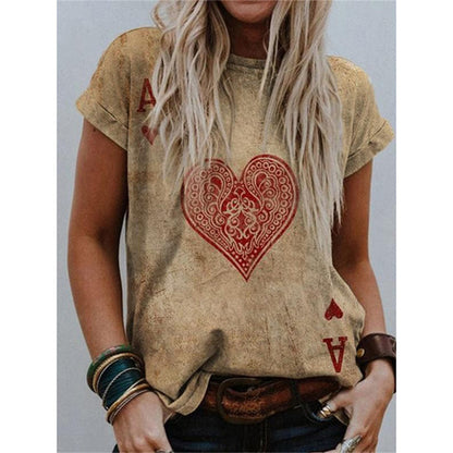 Casual Bottoming Shirt With Creative Printing Short Sleeves