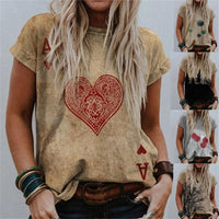 Casual Bottoming Shirt With Creative Printing Short Sleeves