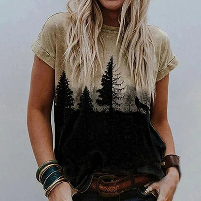 Casual Bottoming Shirt With Creative Printing Short Sleeves
