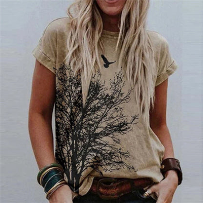 Casual Bottoming Shirt With Creative Printing Short Sleeves