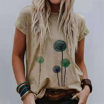 Casual Bottoming Shirt With Creative Printing Short Sleeves