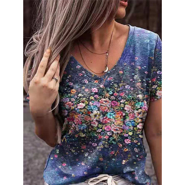 Women's Top Summer Print Pattern Short Sleeved