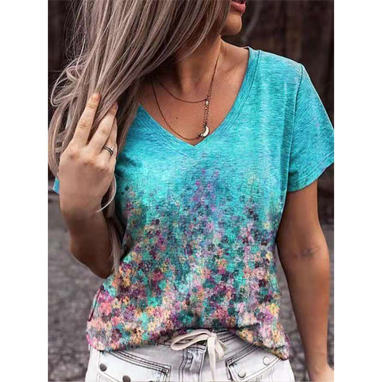 Women's Top Summer Print Pattern Short Sleeved