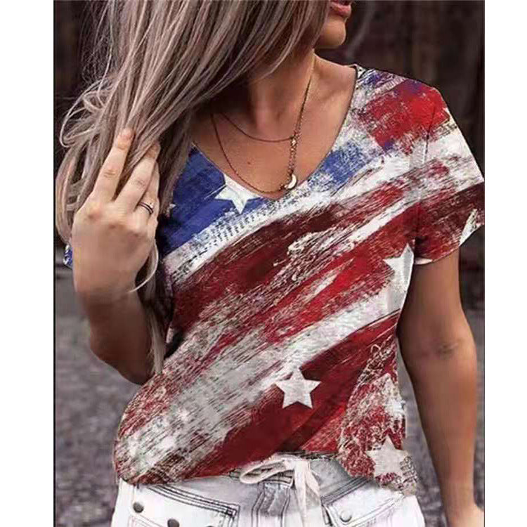 Women's Top Summer Print Pattern Short Sleeved