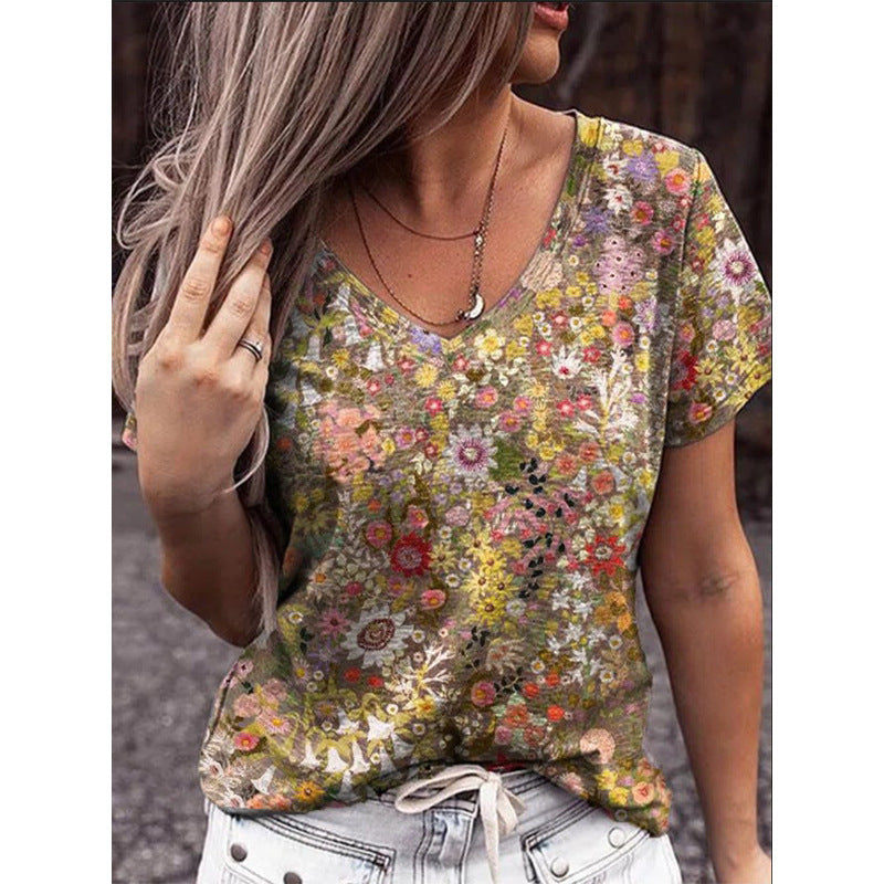 Women's Top Summer Print Pattern Short Sleeved