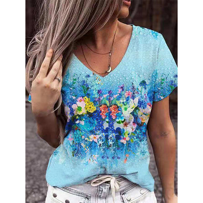 Women's Top Summer Print Pattern Short Sleeved