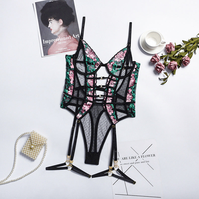 Complex Breasted Decorative Stitching Sexy Underwear Suspender Jumpsuit
