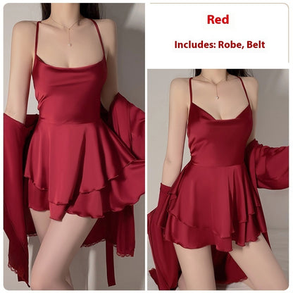 Underwear Pure Lace Slip Nightdress Outerwear Gown Homewear Suit