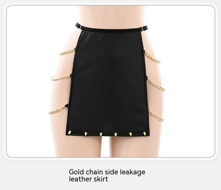 Drag Chain Split Suit Rivet Matte Bra Underwear