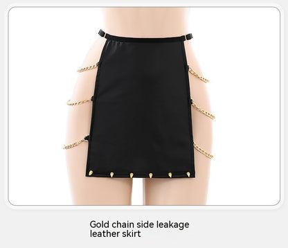Drag Chain Split Suit Rivet Matte Bra Underwear