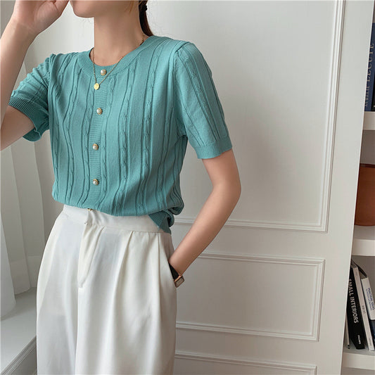 Slim-fit Base Ice Silk Short-sleeved T-shirt Pin Top