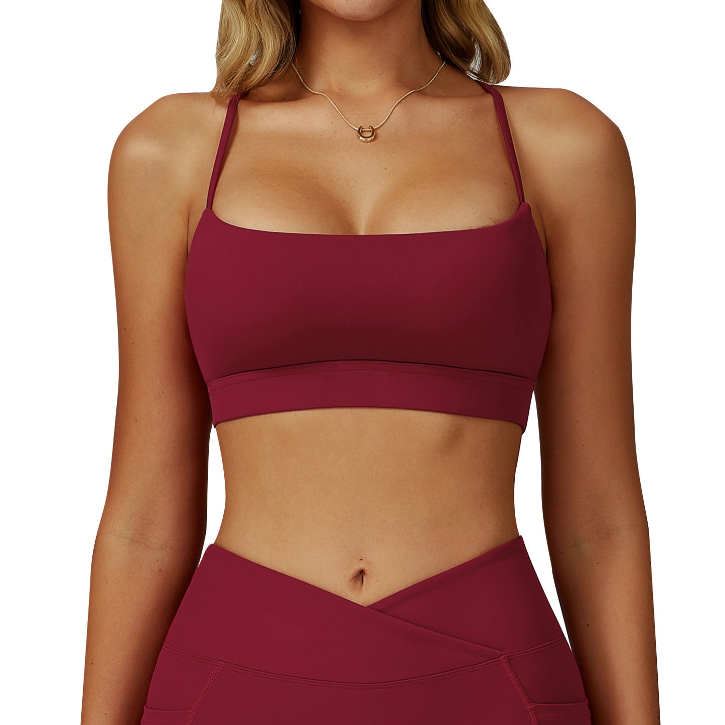 Nude Feel Sports Underwear Cross Beauty Back Yoga Bra Fitness Vest