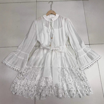 Lace-up Waist-cinching Figure-flattering Water-soluble Lace-up Dress
