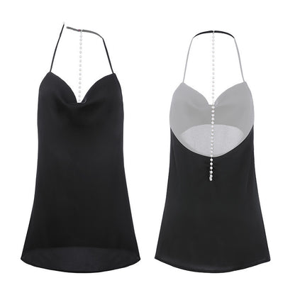 Underwear Uniform Pearl Long Chain Back Set