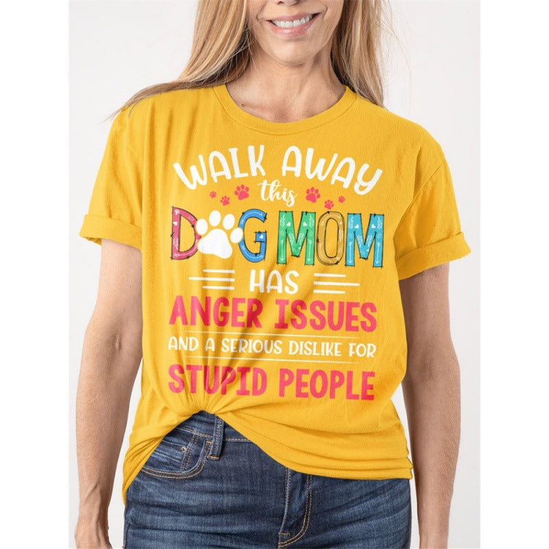 Women's Letter Casual Loose Short Sleeves Blouse