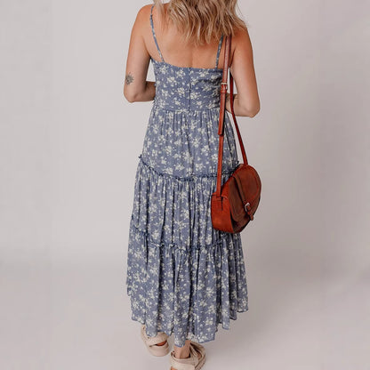 Slimming Cinched-waist Slip Dress With A Casual Floral Print For Women