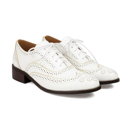 Color Matching Pumps Round Head Shallow Mouth Front Lace-up Women's Chunky Heels