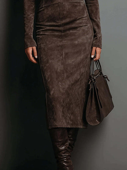 Cross-border New Autumn And Winter Sexy Slim Long-sleeved Bottom Dress Women's Slimming With Coat Temperament Hip Skirt