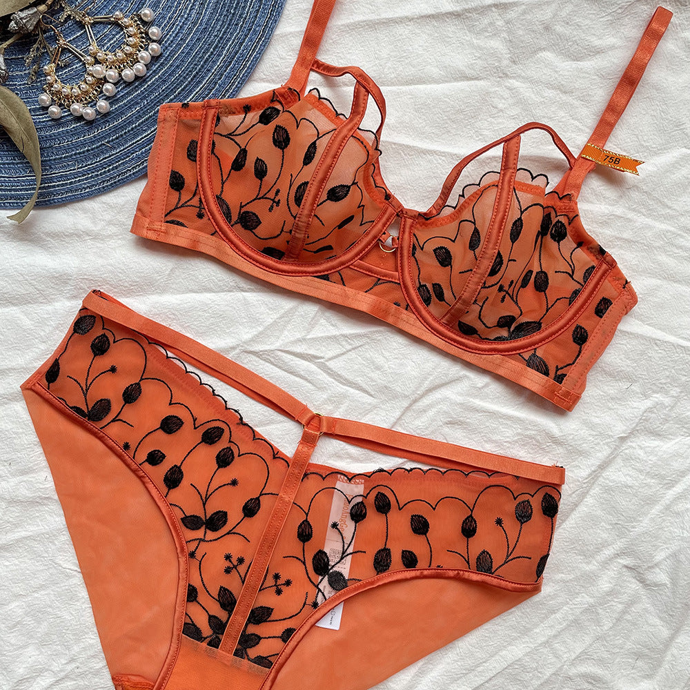 Women's Ultra-thin Lace Underwear Fashion Contrast Color Suit