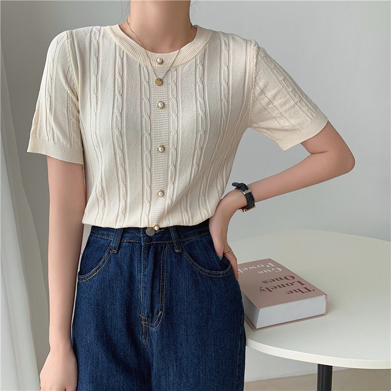 Slim-fit Base Ice Silk Short-sleeved T-shirt Pin Top