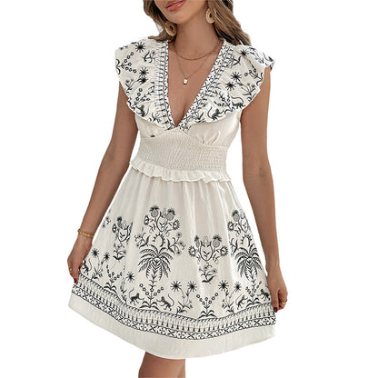 Womens Casual Patchwork Printed Dress