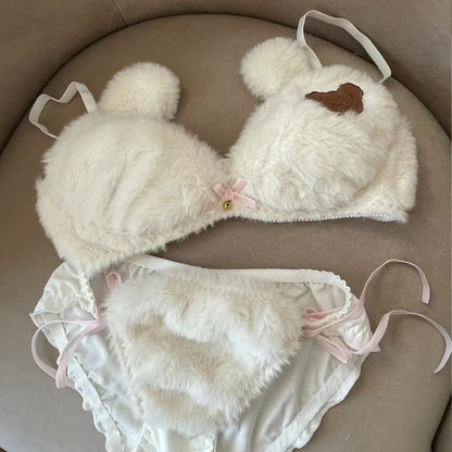 Girl's Underwear Cute Cartoon Bear Bra Set