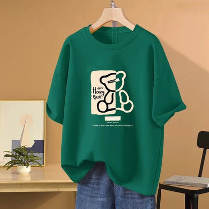 Bear Cotton Short Sleeve Loose Casual