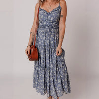 Slimming Cinched-waist Slip Dress With A Casual Floral Print For Women