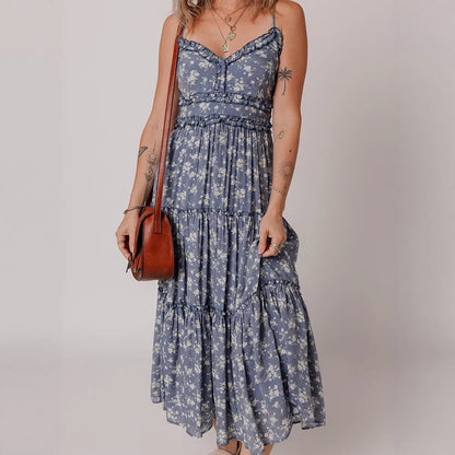 Slimming Cinched-waist Slip Dress With A Casual Floral Print For Women