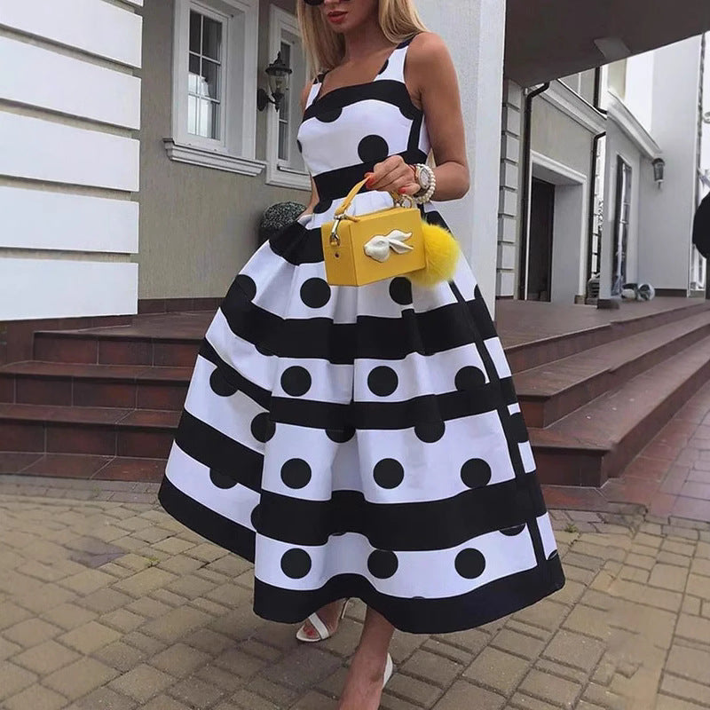 Womens Striped Fashionable And Sexy Slip Dress