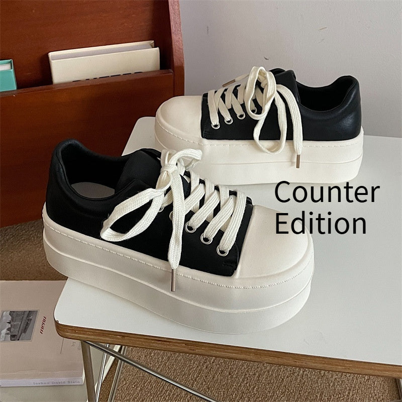 Ugly Cute Big Head Platform White Shoes