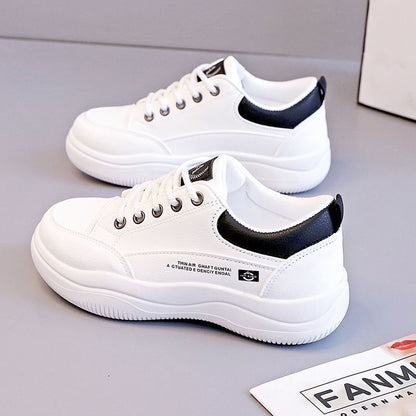 Women's Korean-style All-match Leather White Shoes