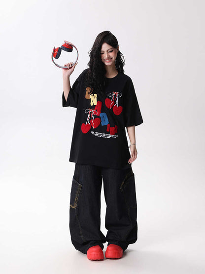 Women's Short-sleeved Casual Half-length Sleeves T-shirt