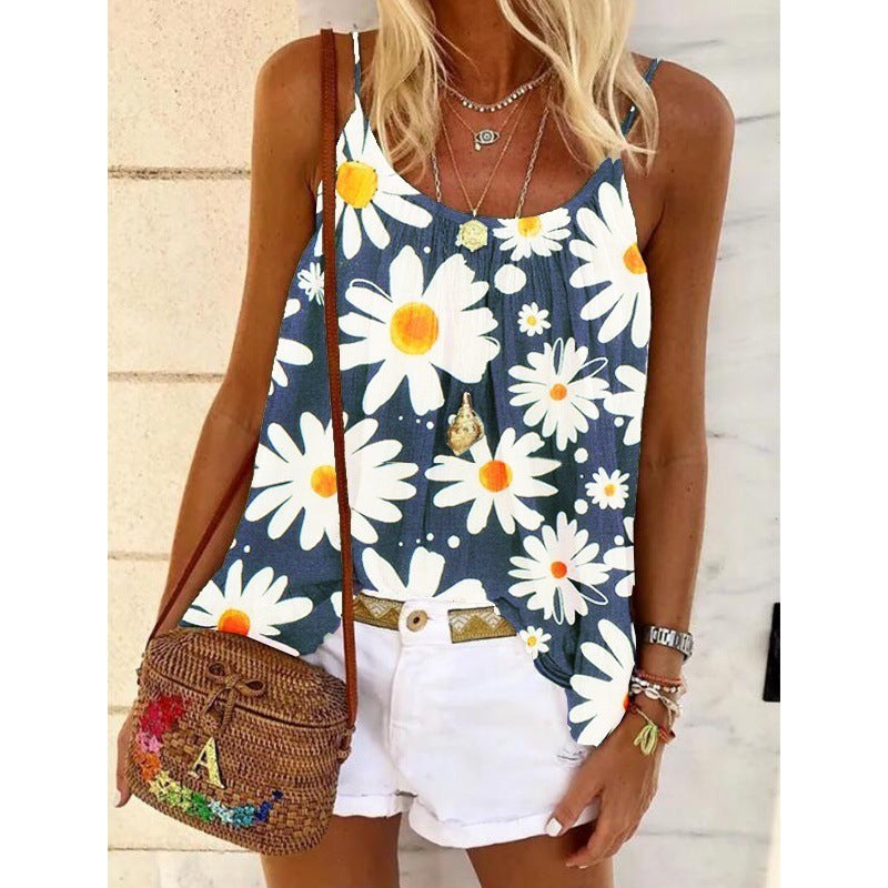 New Sling Print Small T-Shirt Fashion Top