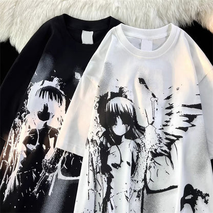 Splash-ink Angel Cotton Short-sleeved T-shirt Men's And Women's Loose Top