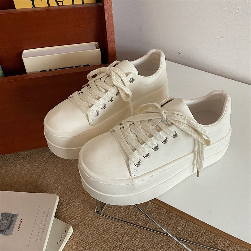 Ugly Cute Big Head Platform White Shoes