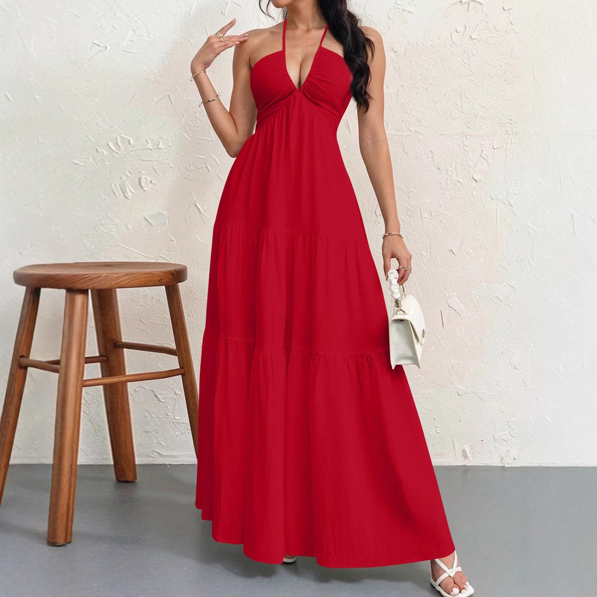 Womens Backless Halterneck Dress
