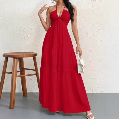 Womens Backless Halterneck Dress